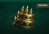 Golden birthday cake artwork for the Richard Casino birthday gift