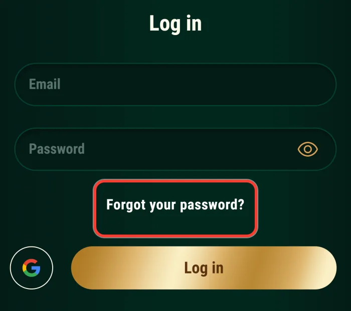 Forgot your password link under the login fields