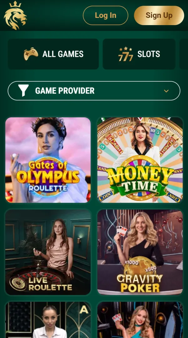 Live casino tables in the Richard Casino app