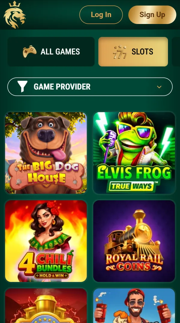 Pokies lobby of the Richard Casino app on a phone