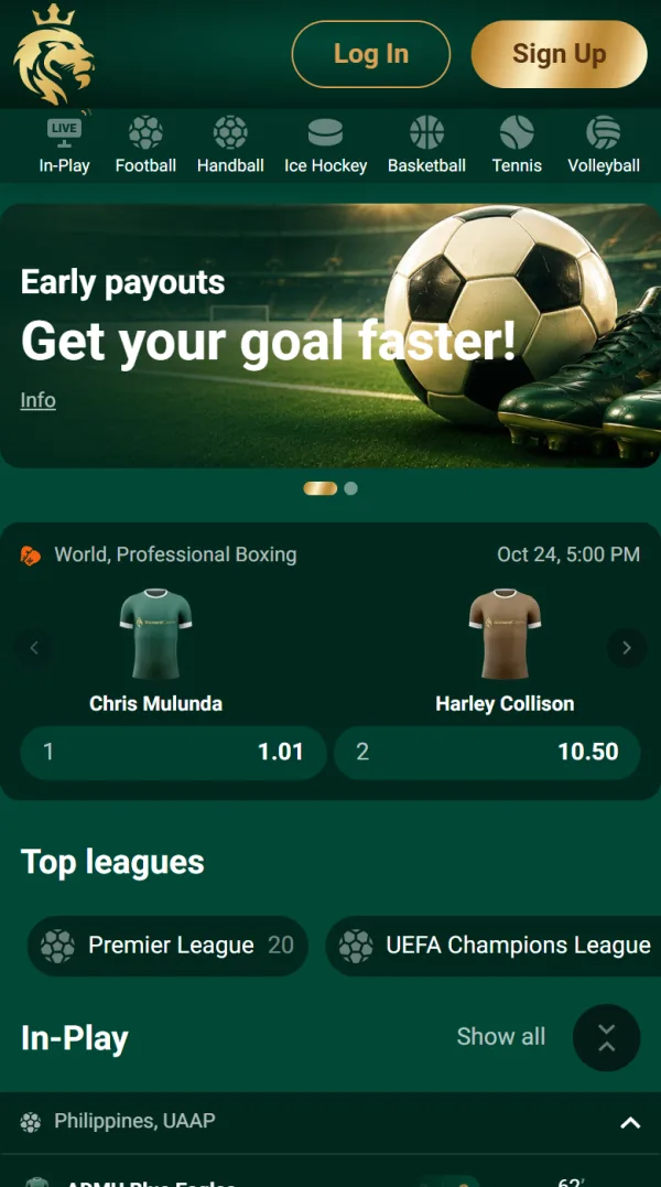 Sportsbook with early payouts promo in the Richard Casino app
