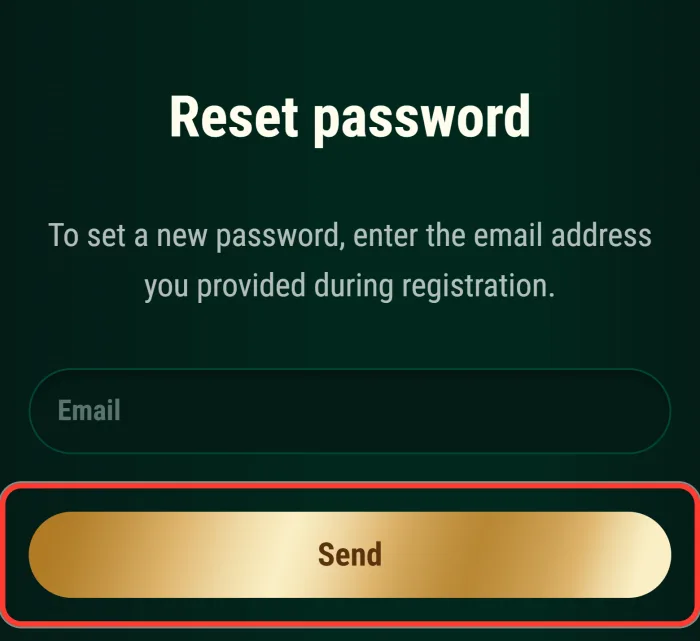 Send button that emails a password reset link